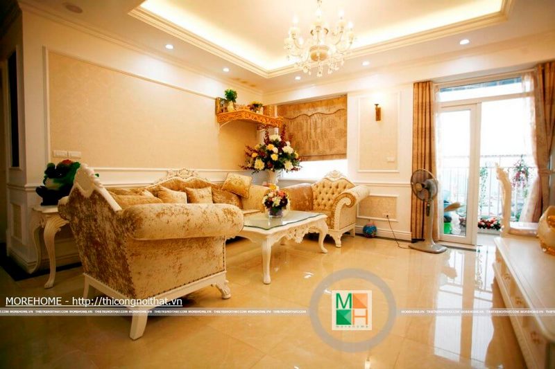 Thiết kế vô cùng phù hợp với căn hộ gia đình có diện tích vừa phải đi theo phong cách tân cổ điển