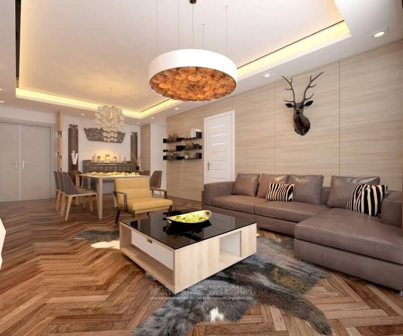 Bàn trà MH-HD034 gỗ tự nhiên trang trí phòng khách chung cư, biệt thự tiện nghi