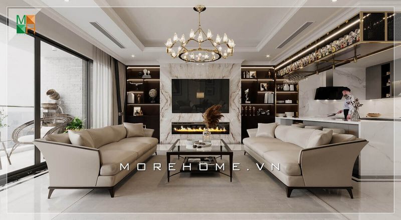 Thiết kế phòng khách sáng tạo đẹp, độc, lạ sang trọng cho biệt thự, nhà phố, chung cư.
